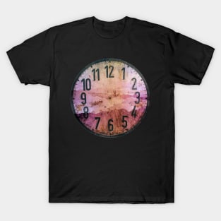 Clock face - Smoky Mountains Grunge Dusky Pink Option T-Shirt